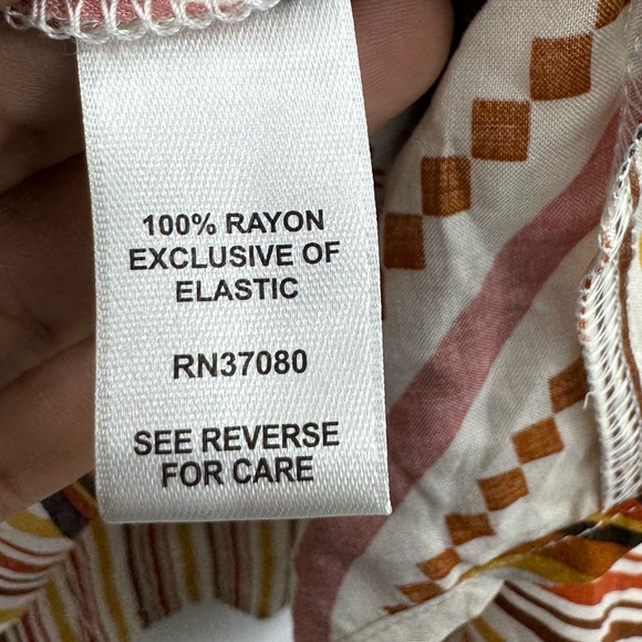 Cato Bohemian Mixed Print Button Up Blouse Shirred Cuffs Size XL - Picture 7 of 8